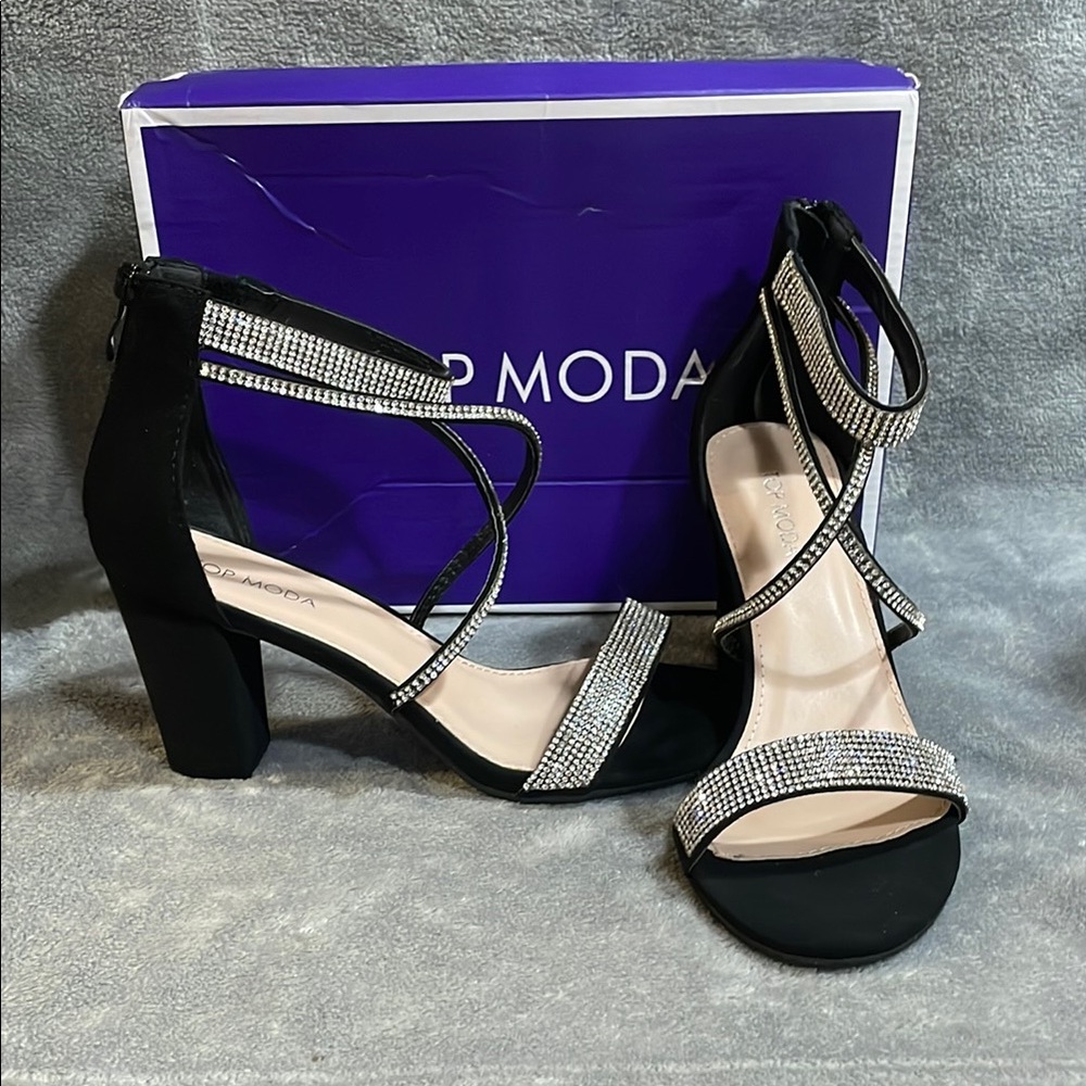 TOP Moda Black Stiletto Heels with Pointed Toe